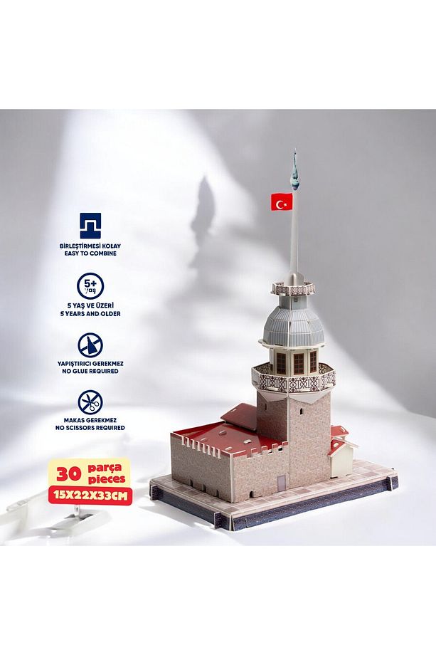 Kız Kulesi 3 Boyutlu Eğitici Puzzle 3d Kağıt Puzzle Yapboz 30 Parça - 2