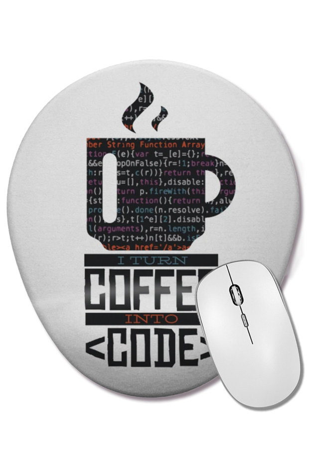 Programmer Coffee Code Oval Mouse Pad with Wrist Support - 1