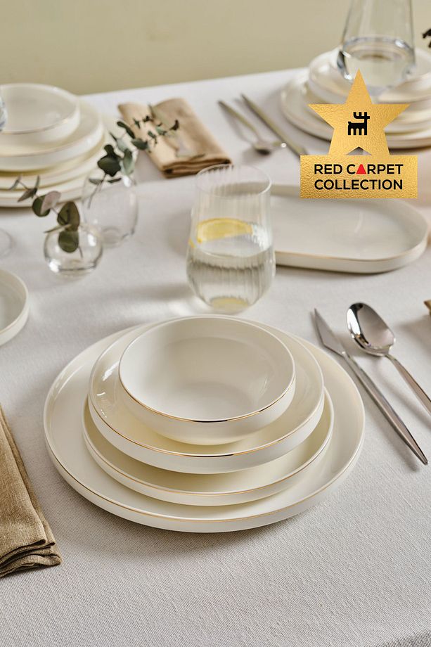 Red Carpet Collection Stream Bone Sirius 53 Parça 12 Kişilik Yemek Takımı Gold - 1