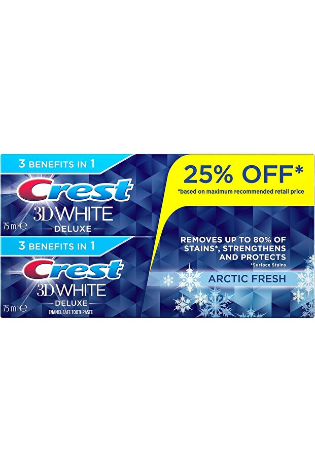 معجون أسنان 3D White Deluxe Arctic Fresh، عبوتين × 75 مل