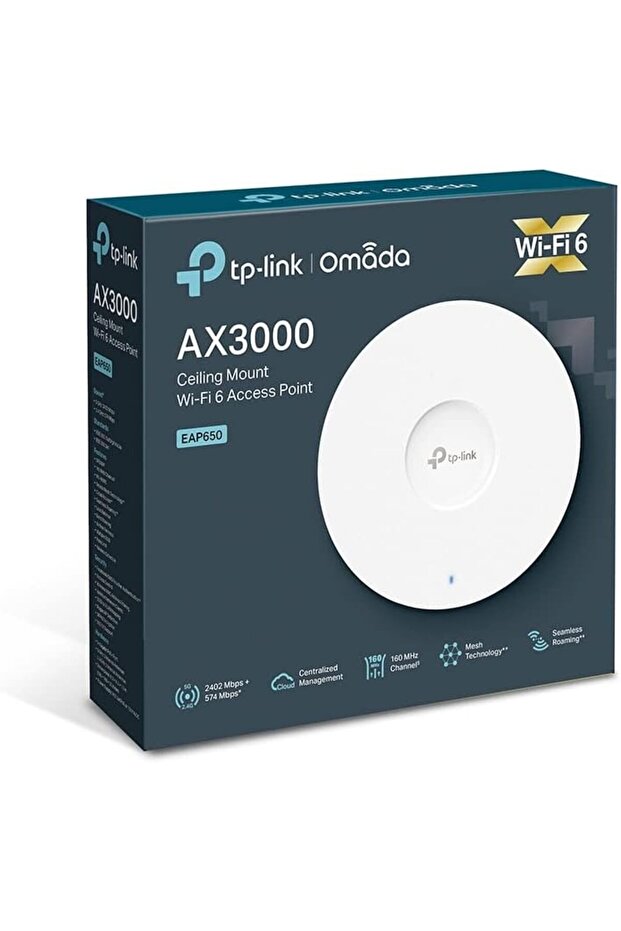 EAP650 AX3000 Gigabit Dual-Band WiFi 6 WLAN Access Point (Omada SDN, Central Management, 1 G - 8