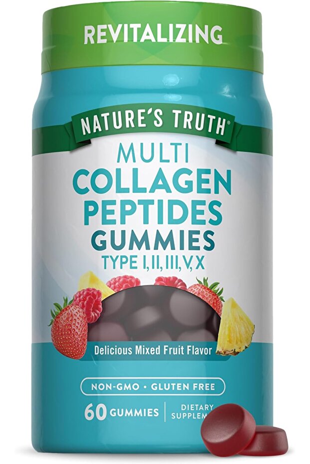 Multi Collagen Gummies | Type I, II, III, V, X | 60 Count | Non-GMO & Gluten Free Com