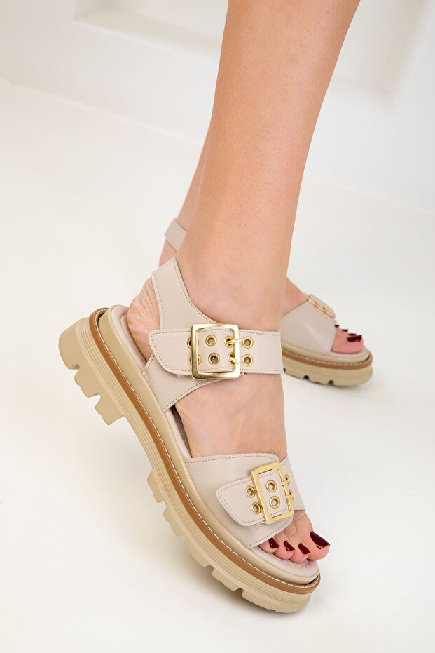 Sandale de damă bej 19086 - 1