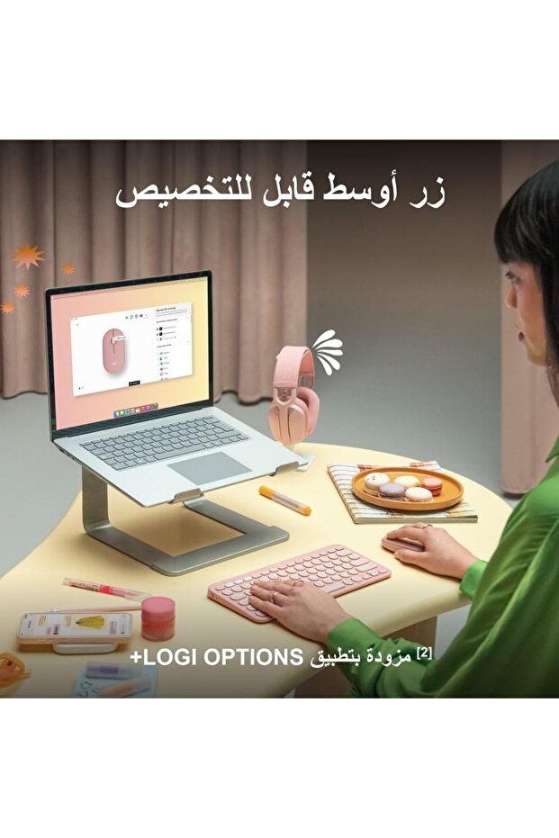 ماوس Pebble Mouse 2 M350s Slim Wireless Bluetooth Mouse، محمول، زر قابل للتخصيص، صوت هادئ - 4