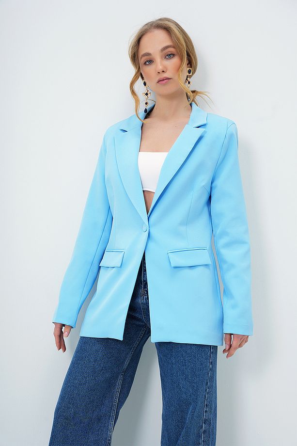 Kadın Bebe Mavi İçi Astarlı Tek Düğmeli Blazer Ceket ALC-X13751 - 3