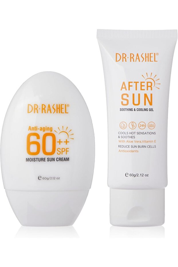 مجموعة حماية من الشمس لترطيب البشرة ومكافحة الشيخوخة بعامل حماية من الشمس SPF 60++ مكونة من قطعتين من دكتور راشيل