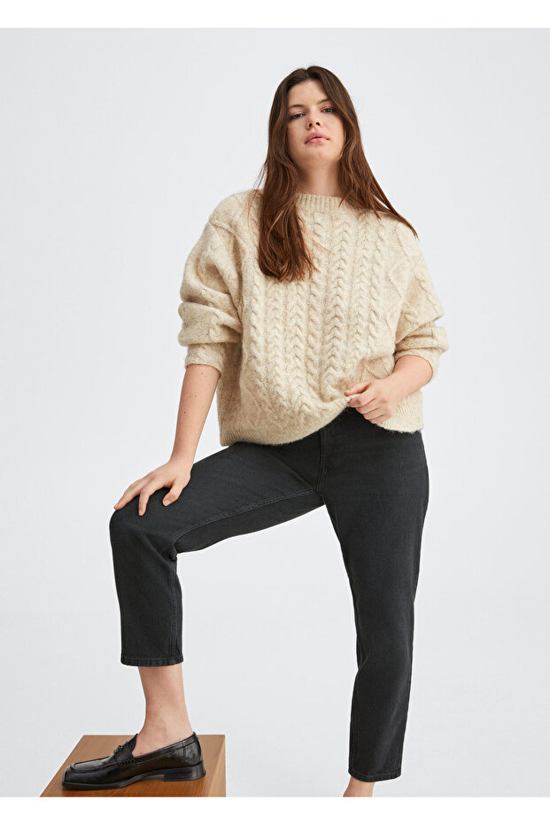 Kadın Siyah denim Pantolon - 7