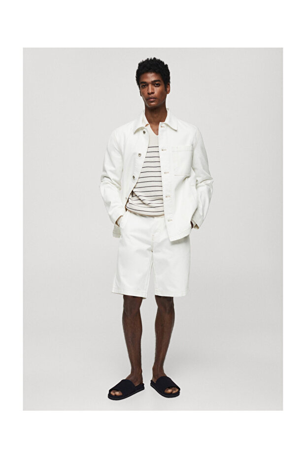 100% cotton overshirt with pocket - 8