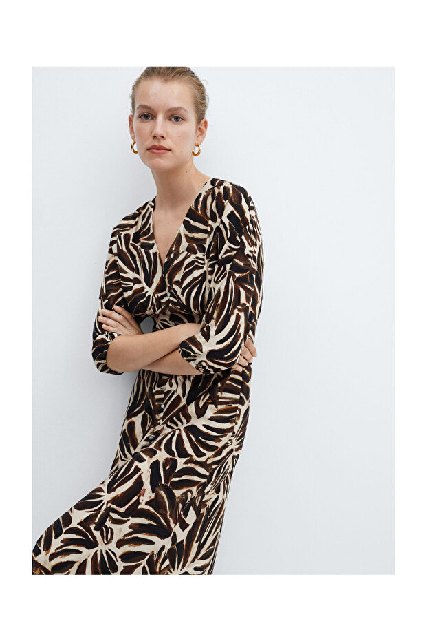 V-neck printed dress - 6