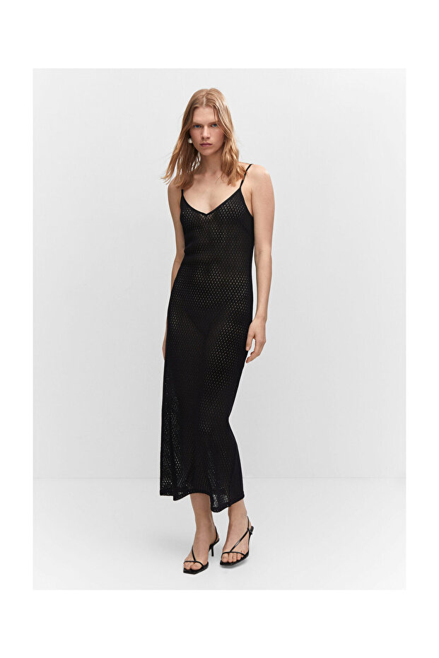 Long openwork knitted dress - 7