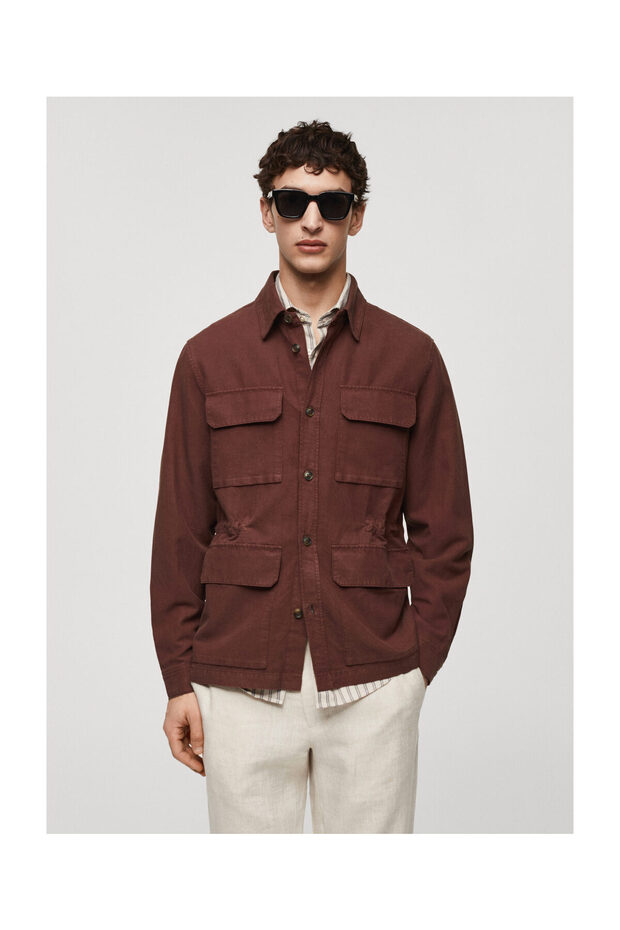 Linen overshirt with pockets - 2