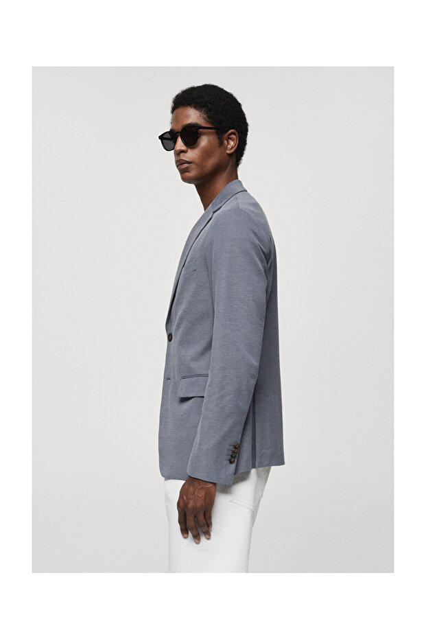 Structured slim fit cotton blazer - 6