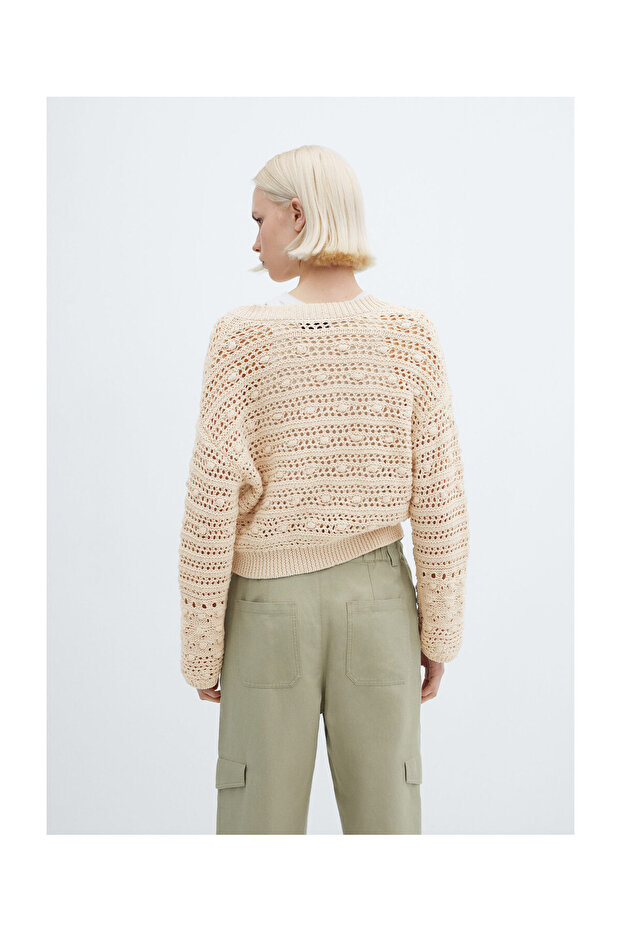V-neck openwork knitted sweater - 6