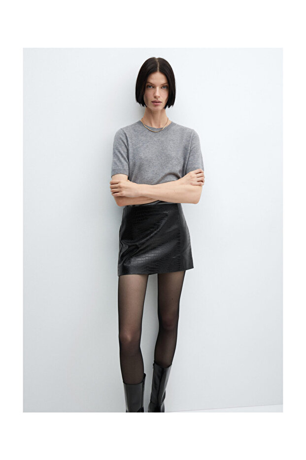 Fusta mini cu efect animal print - 3