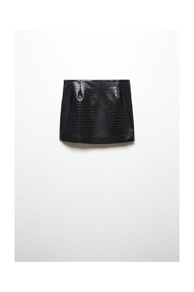 Fusta mini cu efect animal print - 1