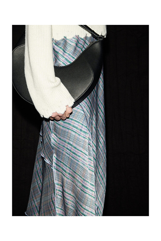 Satin check midi-skirt - 7