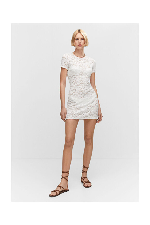 Guipure short dress - 7