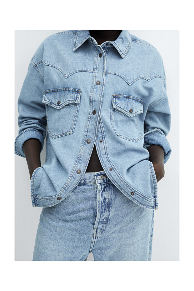 Chest-pocket denim shirt - 4