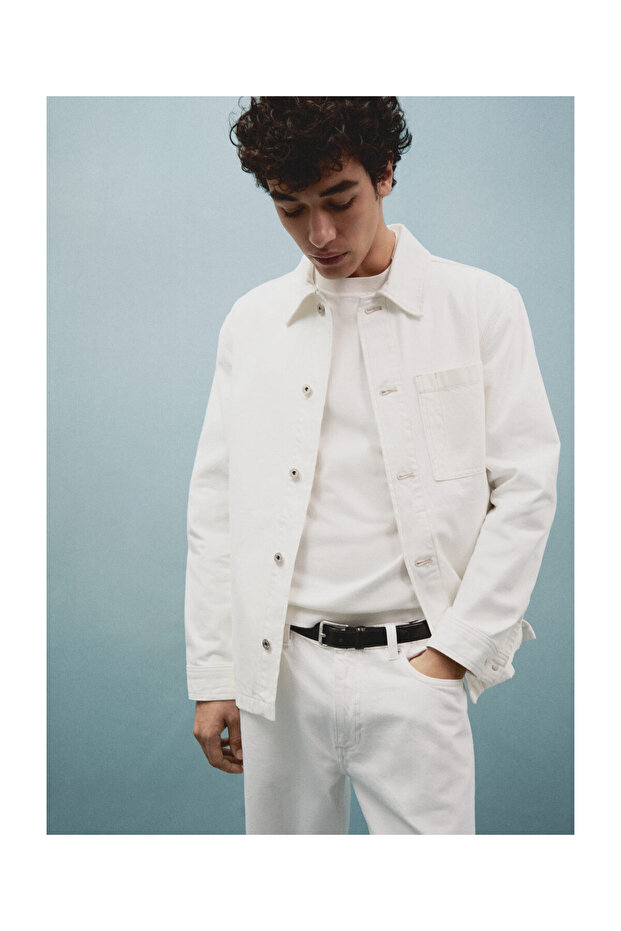 100% cotton overshirt with pocket - 5