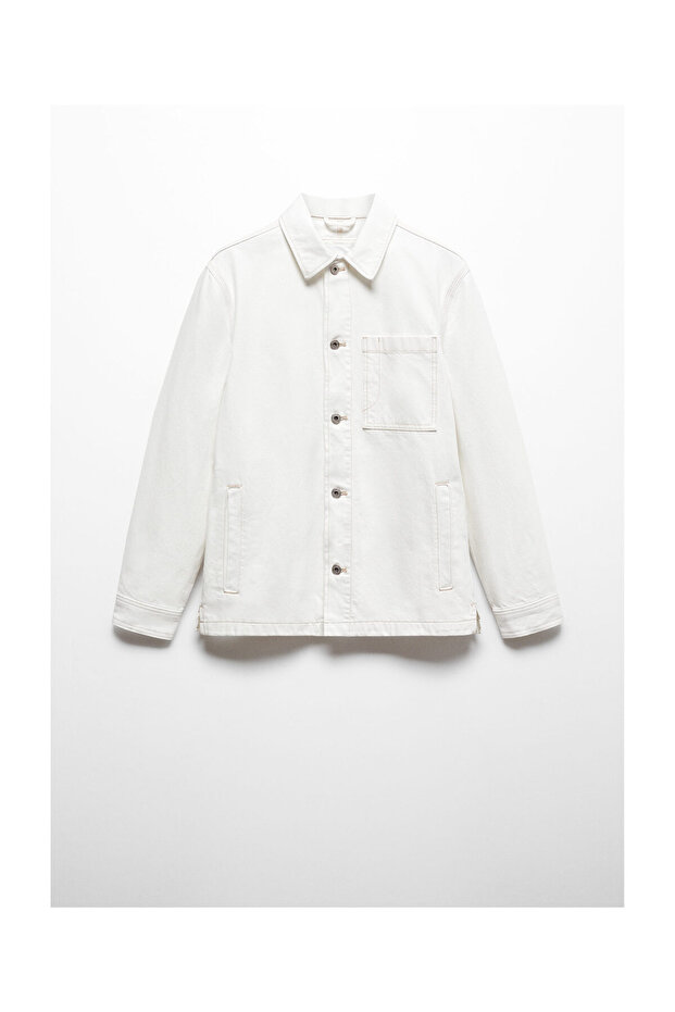 100% cotton overshirt with pocket - 1