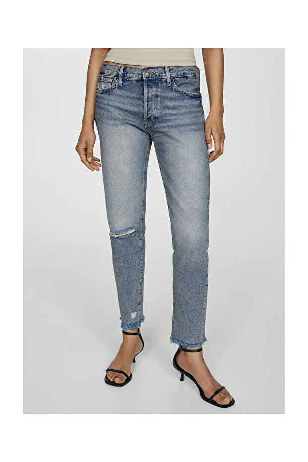 Ripped low-rise girlfriend jeans - 4