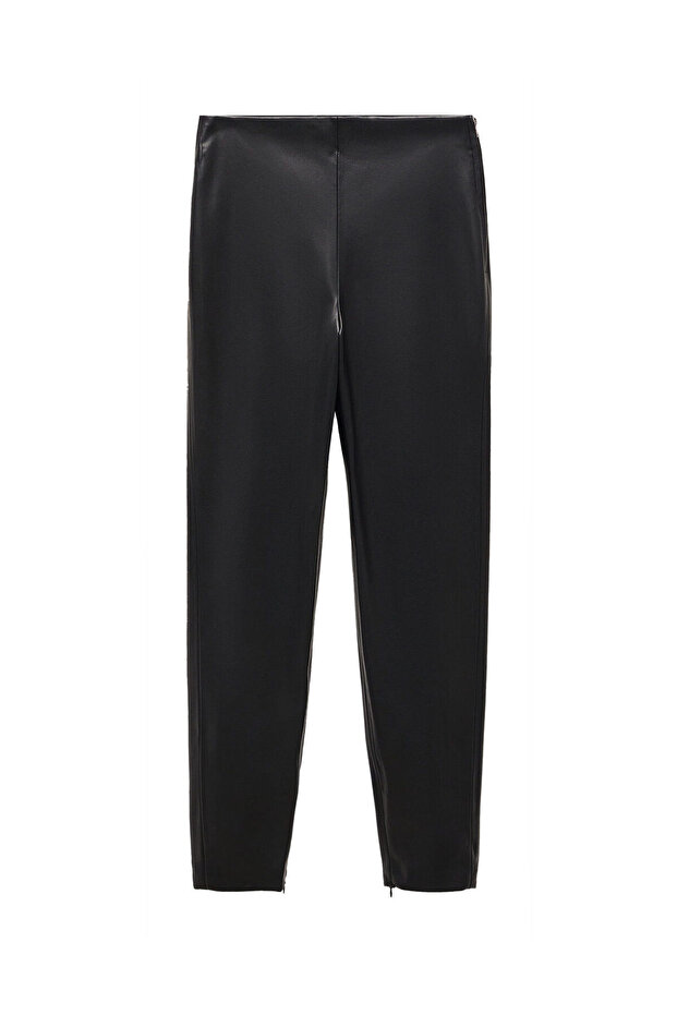 Leather-effect leggings with split hems - 4