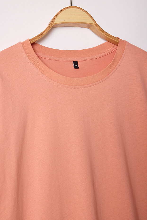 Unisex Büyük Beden Turuncu Oversize/Geniş Kesim %100 T-Shirt TMNSS23TS00139 - 5