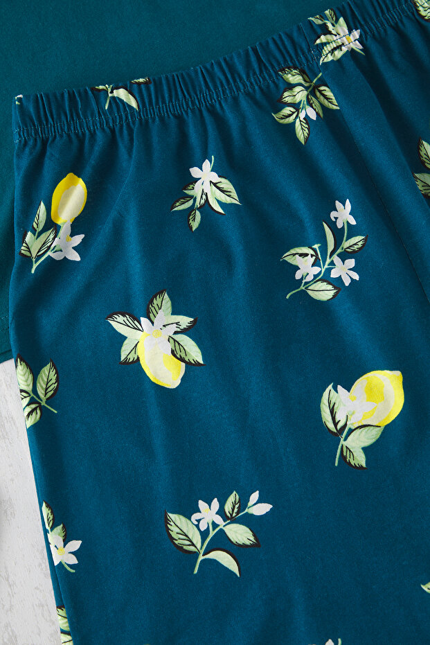 Yeşil Limon Desenli Örme Pijama Takımı TBBSS25AI00103 - 3