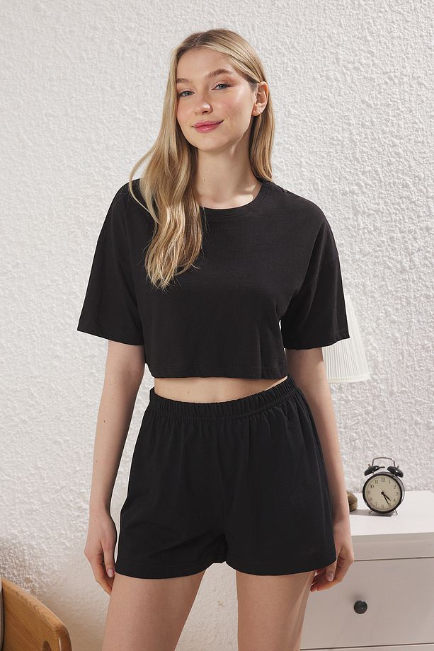 Siyah-Çok Renkli 3'lü Paket Ekoseli Örme Pijama Altı THMSS25PJ00016 - 6