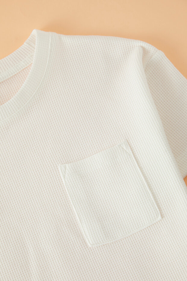 Ekru Erkek Çocuk Pamuklu Basic Şort T-Shirt Dokulu Örme Alt-Üst Takım TKDSS25AU00130 - 7