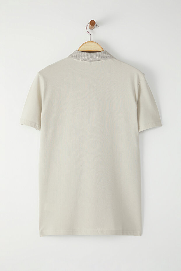 Taş Regular/Normal Kesim Fermuarlı %100 Pamuk Polo Yaka T-shirt TMNSS25PO00041 - 7