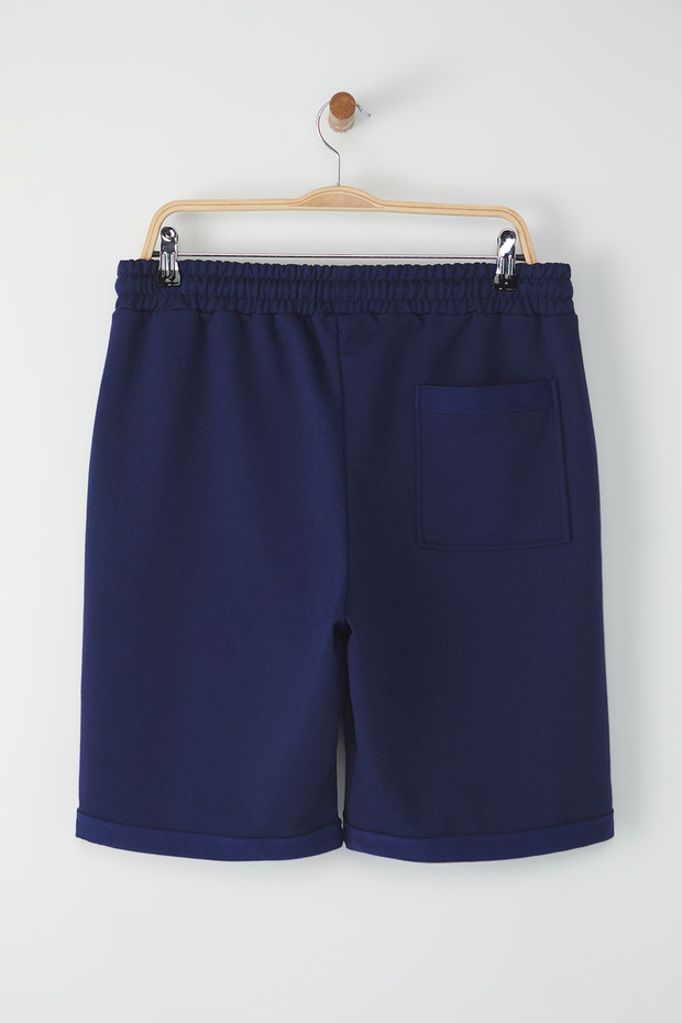 Indigo Regular/Normal Kesim Orta Boy Lastik Belli Bağcıklı Duble Paça Şort TMNSS21SR0046 - 14