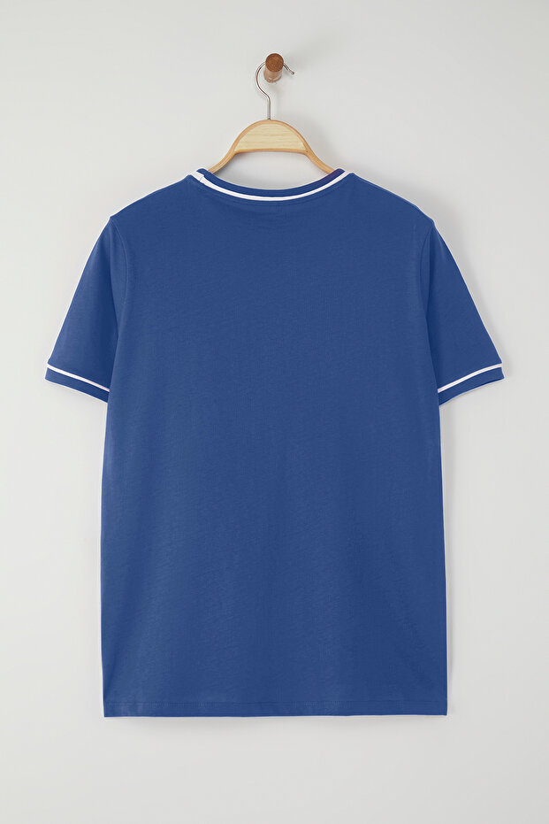 Indigo Bisiklet Yaka Biye Detaylı Basic Büyük Beden T-shirt TBBSS25BF00050 - 8