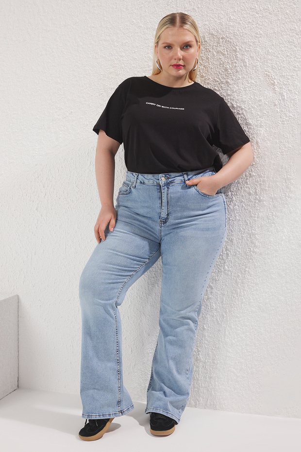 Mavi Yüksek Bel Comfort İspanyol Paça Flare Fit Jeans TBBSS25CJ00015 - 7