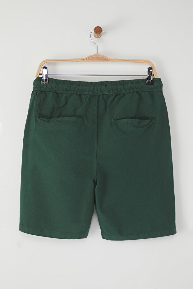 Koyu Yeşil Loose Fit Pamuklu Bağcıklı Şort TMNSS23SR00056 - 7