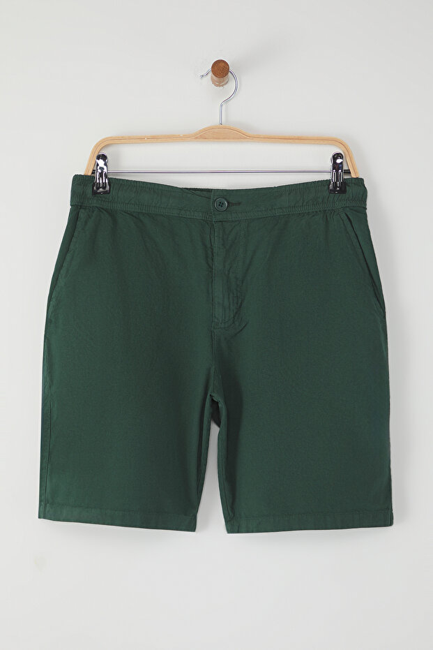 Koyu Yeşil Loose Fit Pamuklu Bağcıklı Şort TMNSS23SR00056 - 5