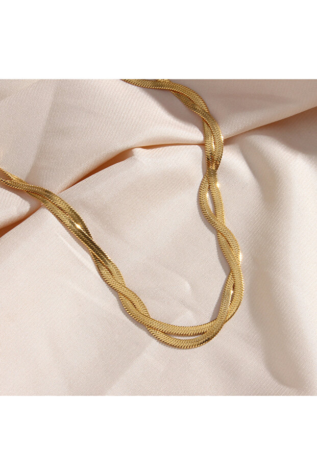 Single Necklace Gold Plated Waterproof Braided New Herringbone Chain Necklace Bracelets Set Wholesal