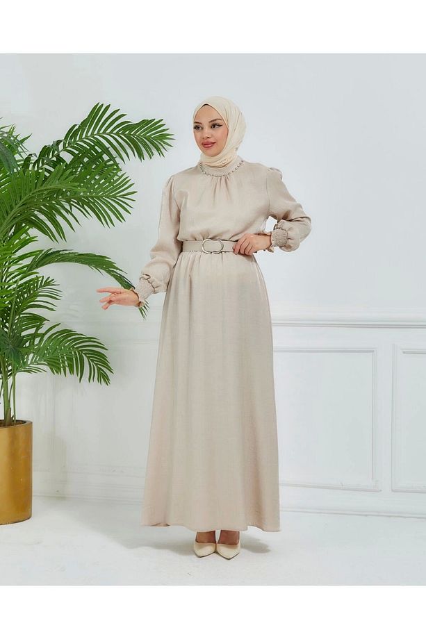 parlak kumaş elbise - 4