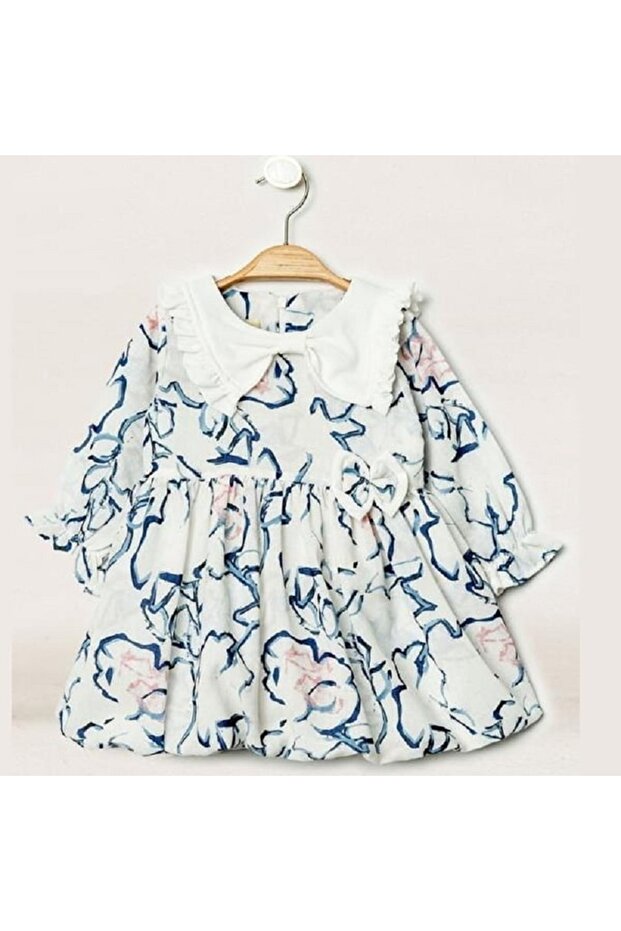 Patterned Baby Collar Baby Girl Dress