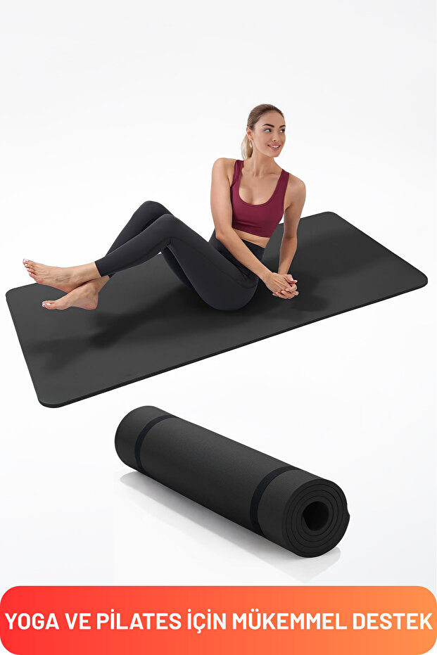 Walter White Pilates Yoga Matı Egzersiz Pilates Minderi Kaymaz Yoga Mat Taban 180x55 Cm Siyah