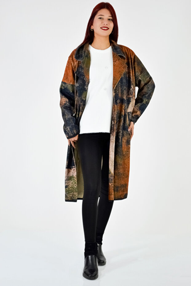 Batik Desen Uzun Ceket - 3