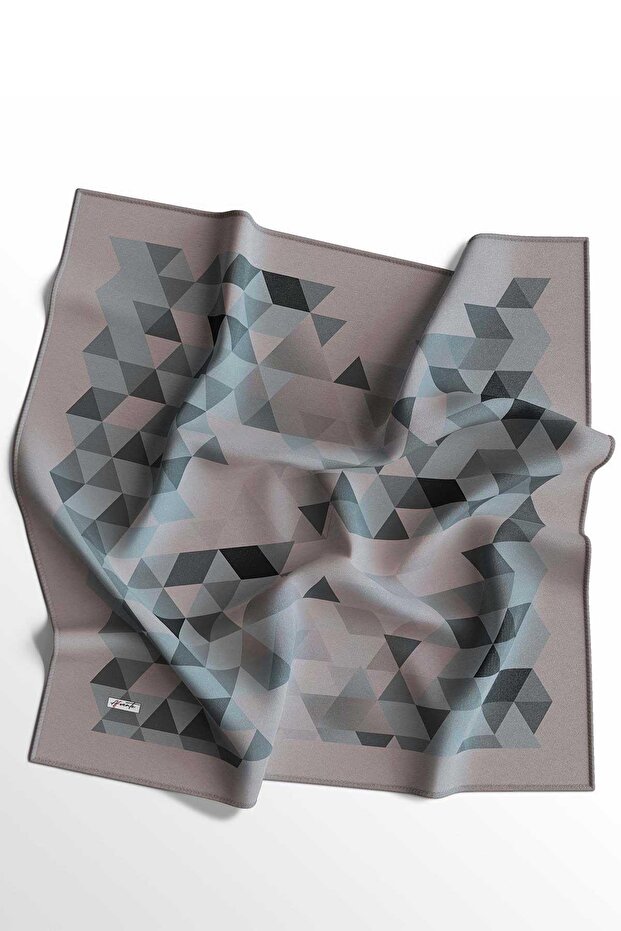 Gray Cotton Triangle Patterned Scarf - 4