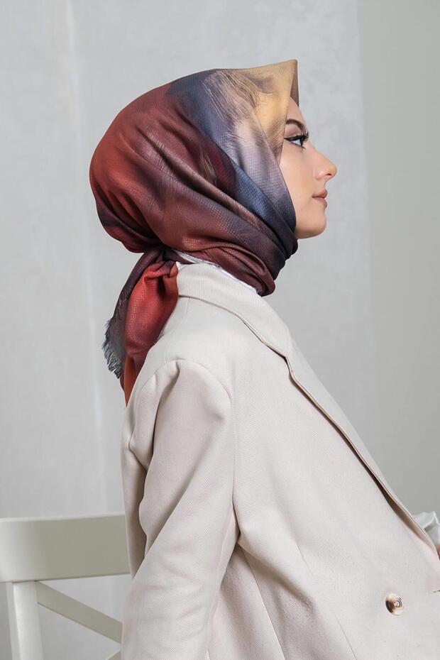 Abstract Pattern Red Cotton Scarf - 2