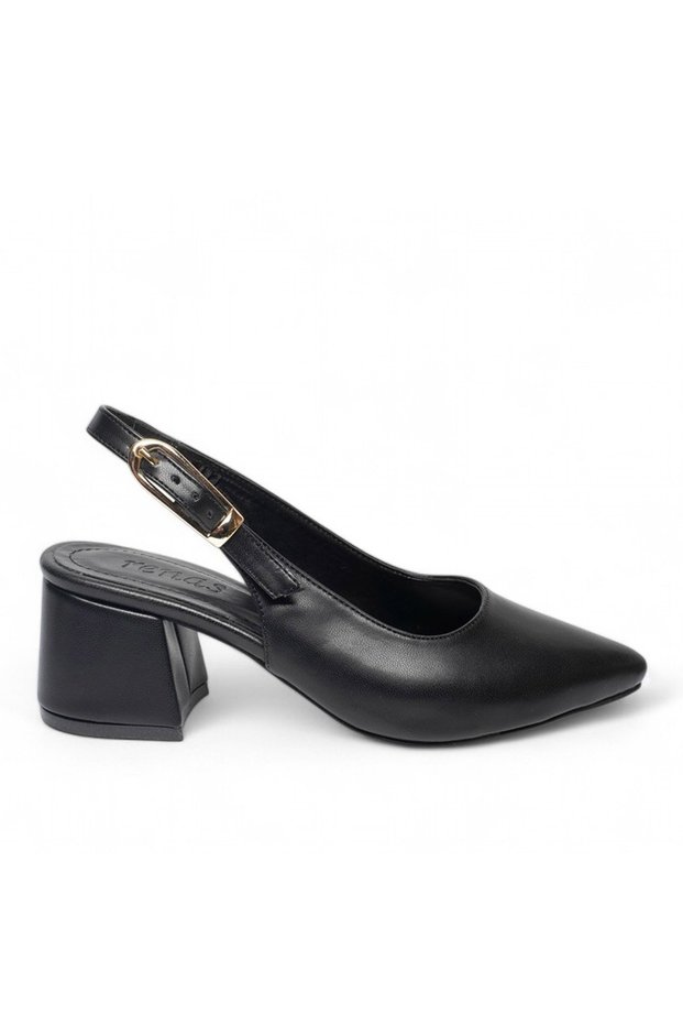 Matte Skin Low Heeled Gold Buckle Easy to Use Almond Toe Daily Comfortable Women's Shoes