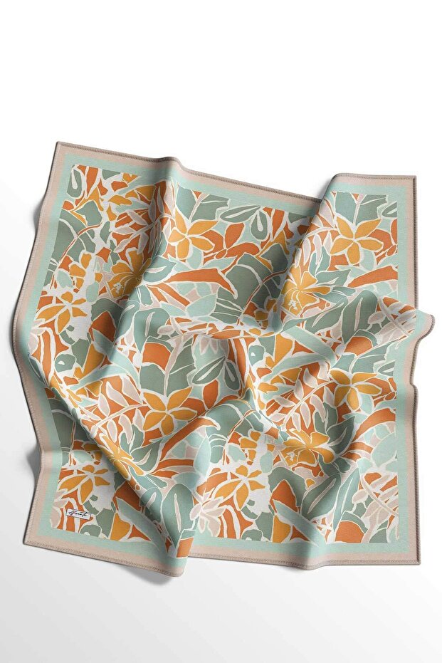 وشاح قطني ناعم بنمط أوراق الشجر باللون الأخضر الفاتح - 6