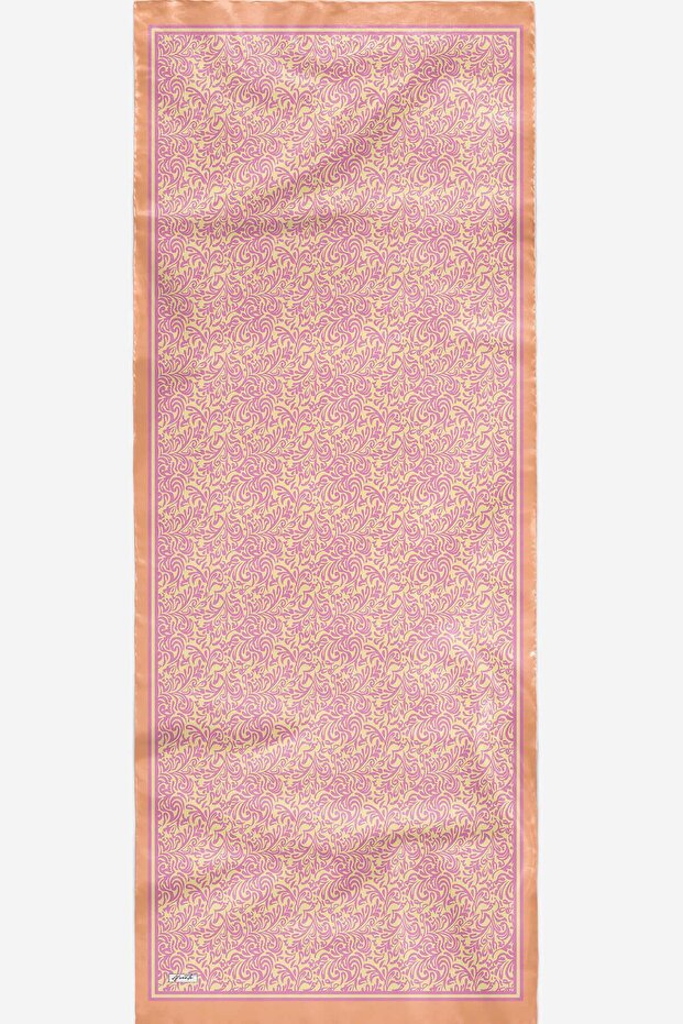 شال قطني ناعم منقوش باللون البرتقالي - 4