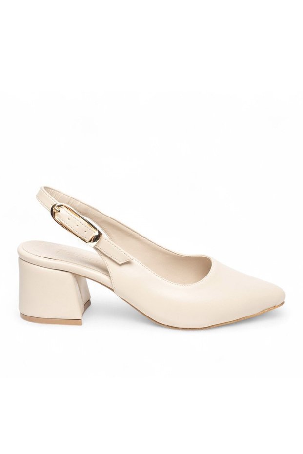 Matte Skin Low Heeled Gold Buckle Easy to Use Almond Toe Daily Comfortable Women's Shoes