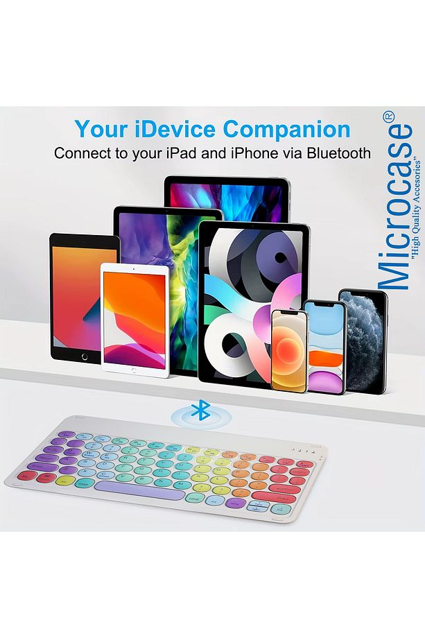 Tablet ve Telefonlar için Gökkuşağı Tasarım Bluetooth Klavye ve Mouse Set - AL5040 İNG - 8