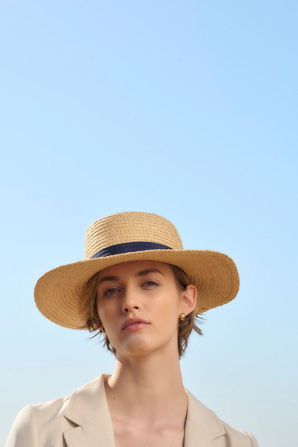 Lily Hasır Şapka BE11 Natural/Navy - 5