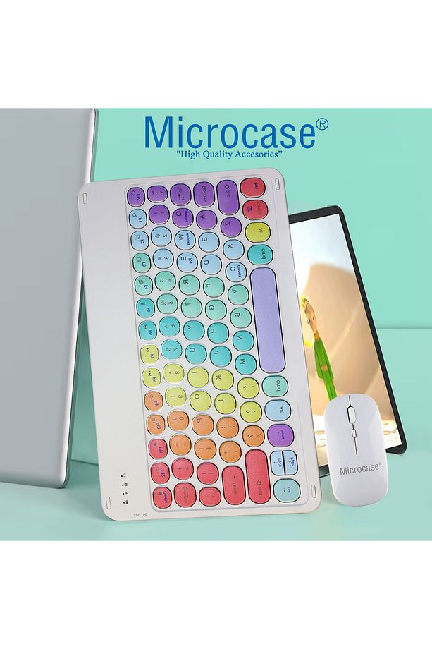 Tablet ve Telefonlar için Gökkuşağı Tasarım Bluetooth Klavye ve Mouse Set - AL5040 İNG - 4